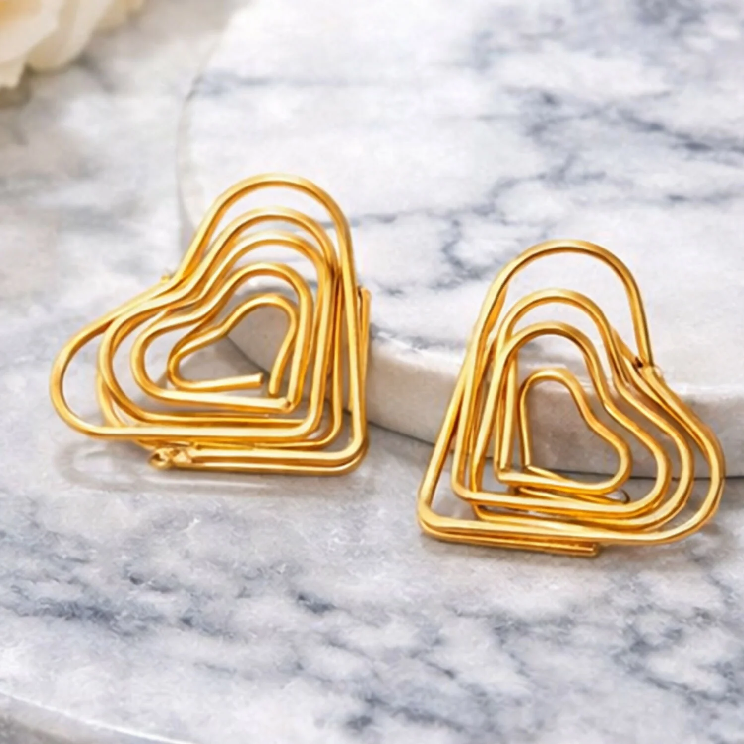 Gold Finish Heart Shape Bali Earrings – Lightweight & Elegant - Image 2