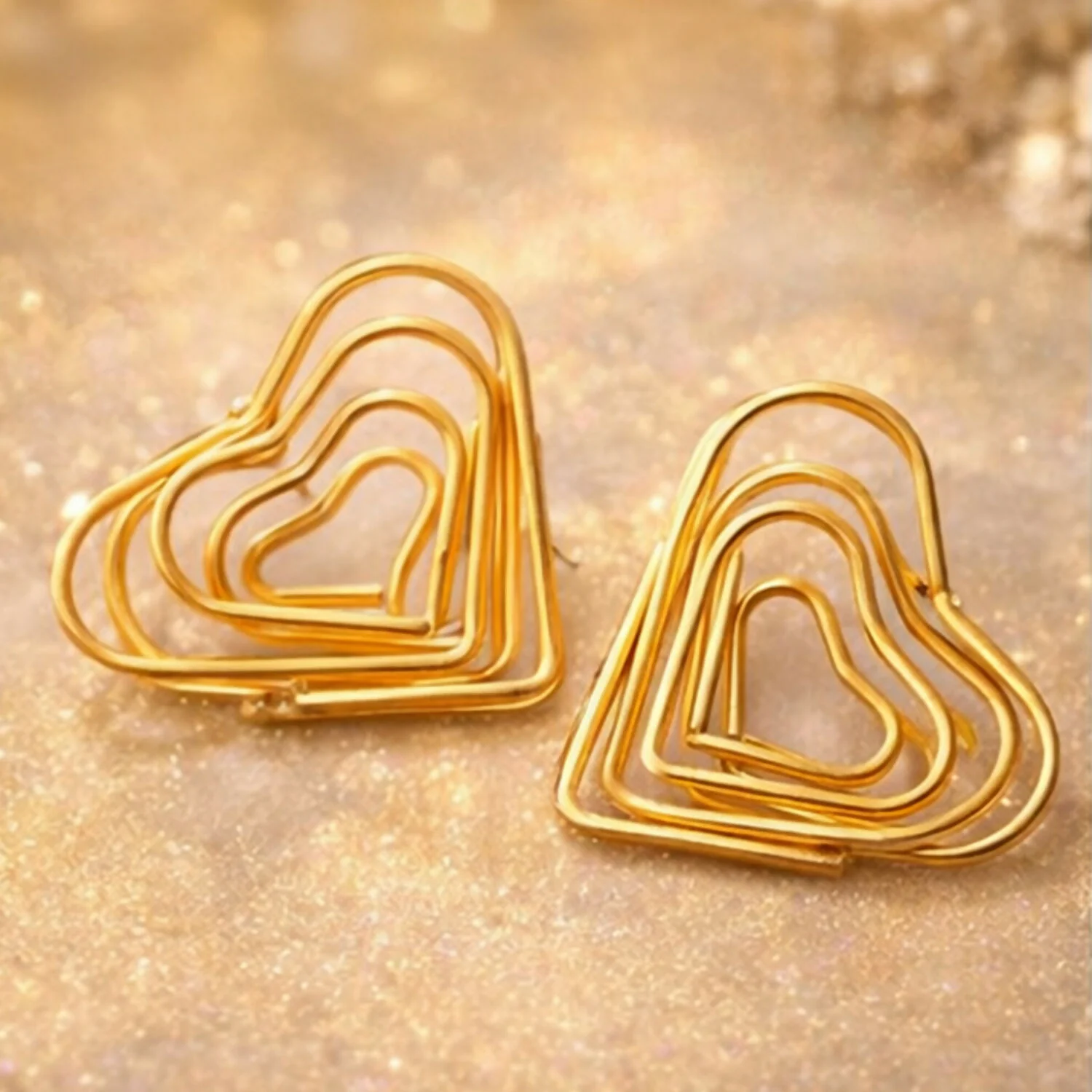 Gold Finish Heart Shape Bali Earrings – Lightweight & Elegant - Image 4