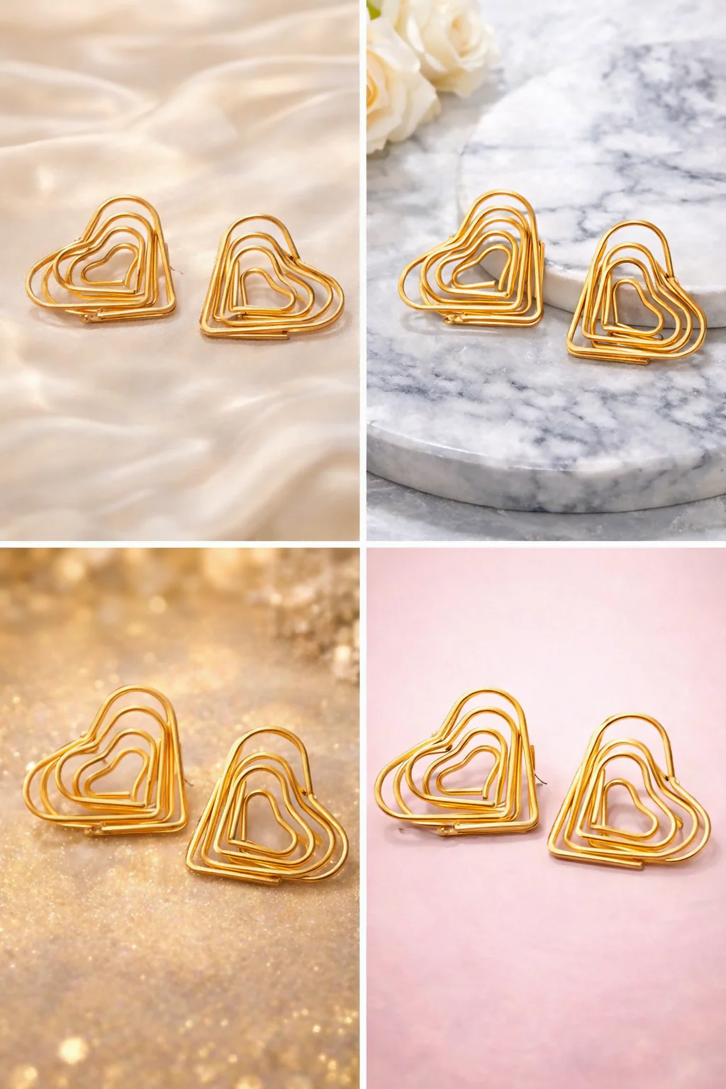 Gold Finish Heart Shape Bali Earrings – Lightweight & Elegant - Image 5