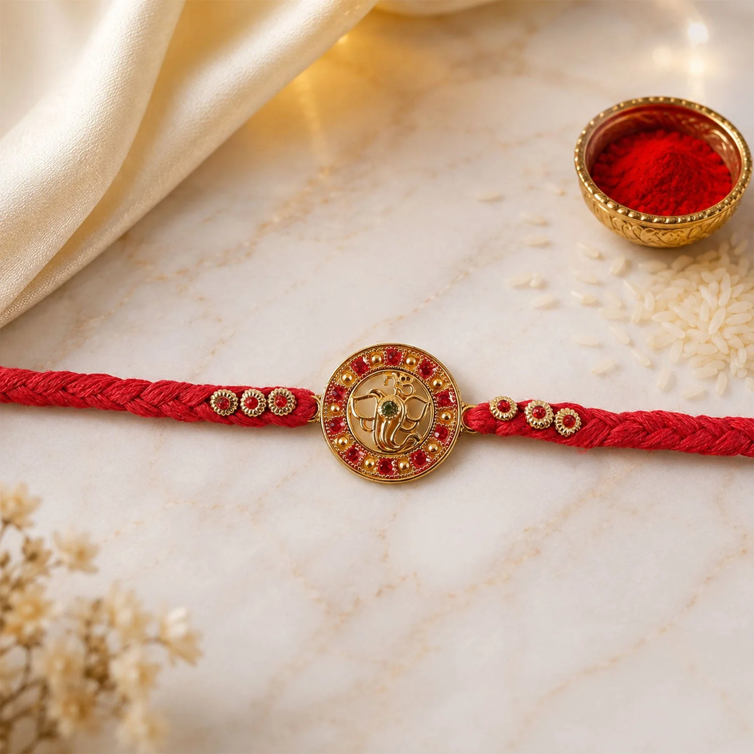 Elegant Ganesha Rakhi – Stylish Traditional Brother Gift - Image 2