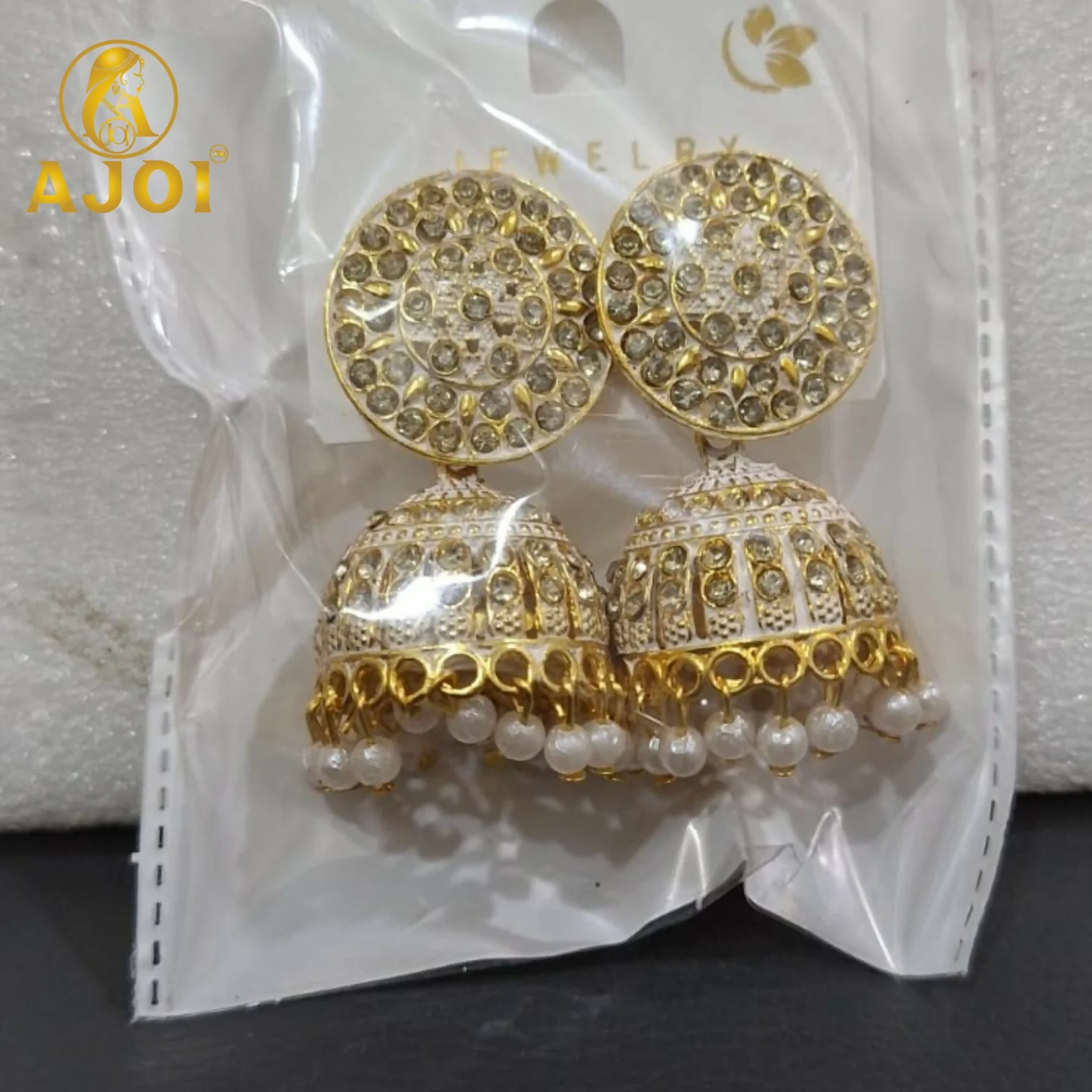 Kundan Jhumka Earrings – Elegant Gold Plated with Pearl Drop - Image 5