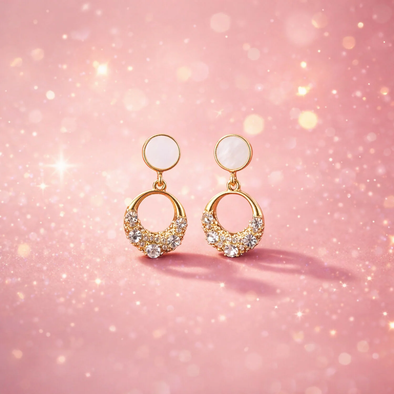 Crystal Drop Earrings – Elegant Jewelry with Pearl Top for Women - Image 2