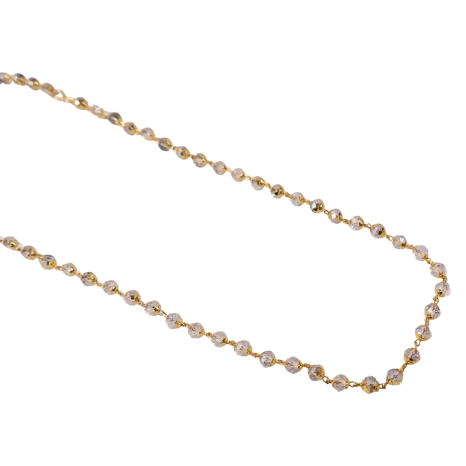 Gold-Tone Faceted Crystal Beaded Necklace – Lightweight Elegance - Image 5