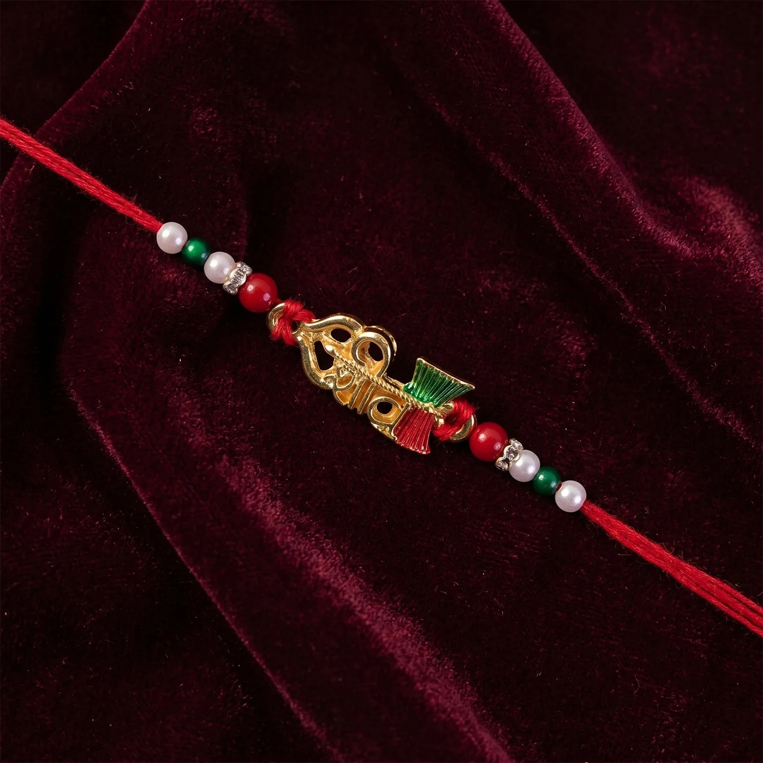 Meenakari Rakhi – Elegant Golden Shiv Design for Brothers - Image 3