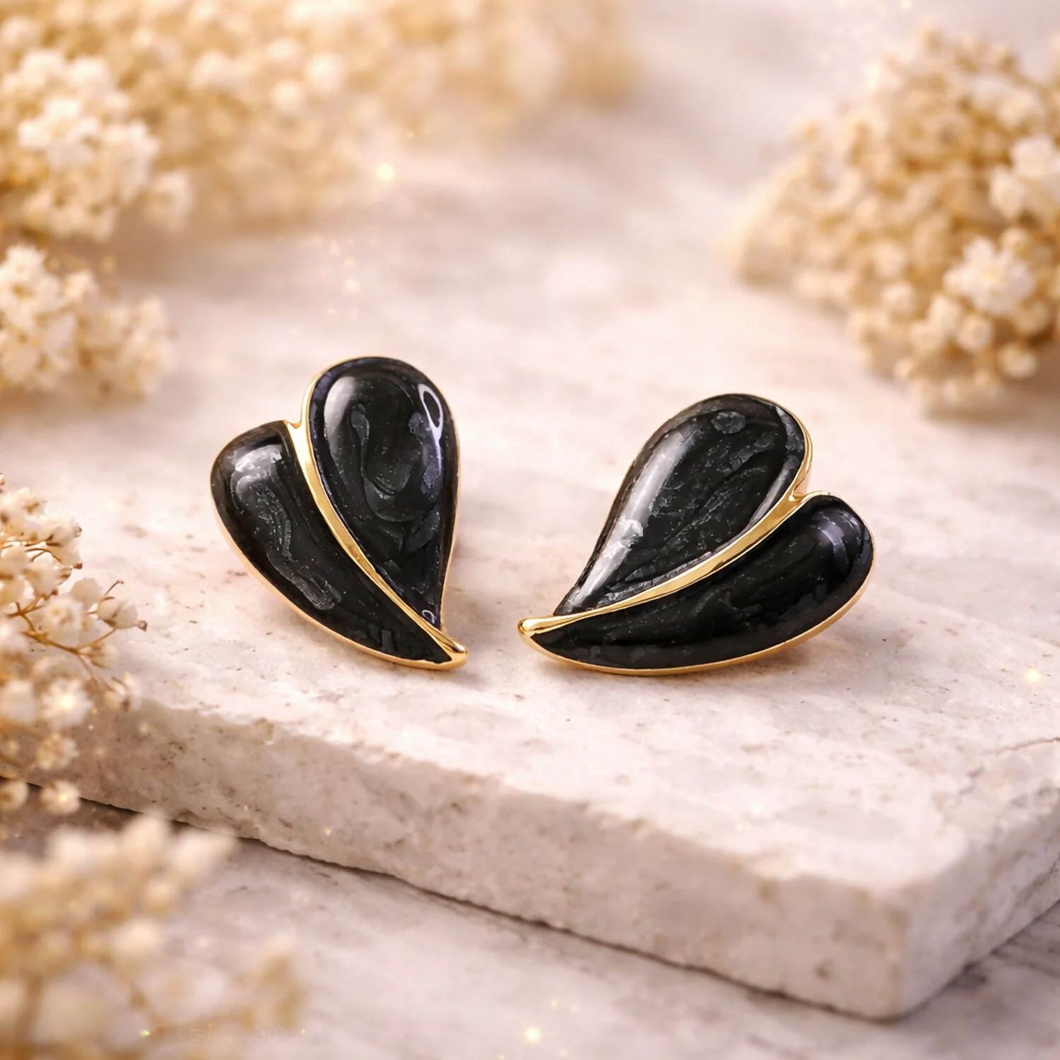 Stud Earrings – Elegant Leaf Design with Glossy Finish - Image 4