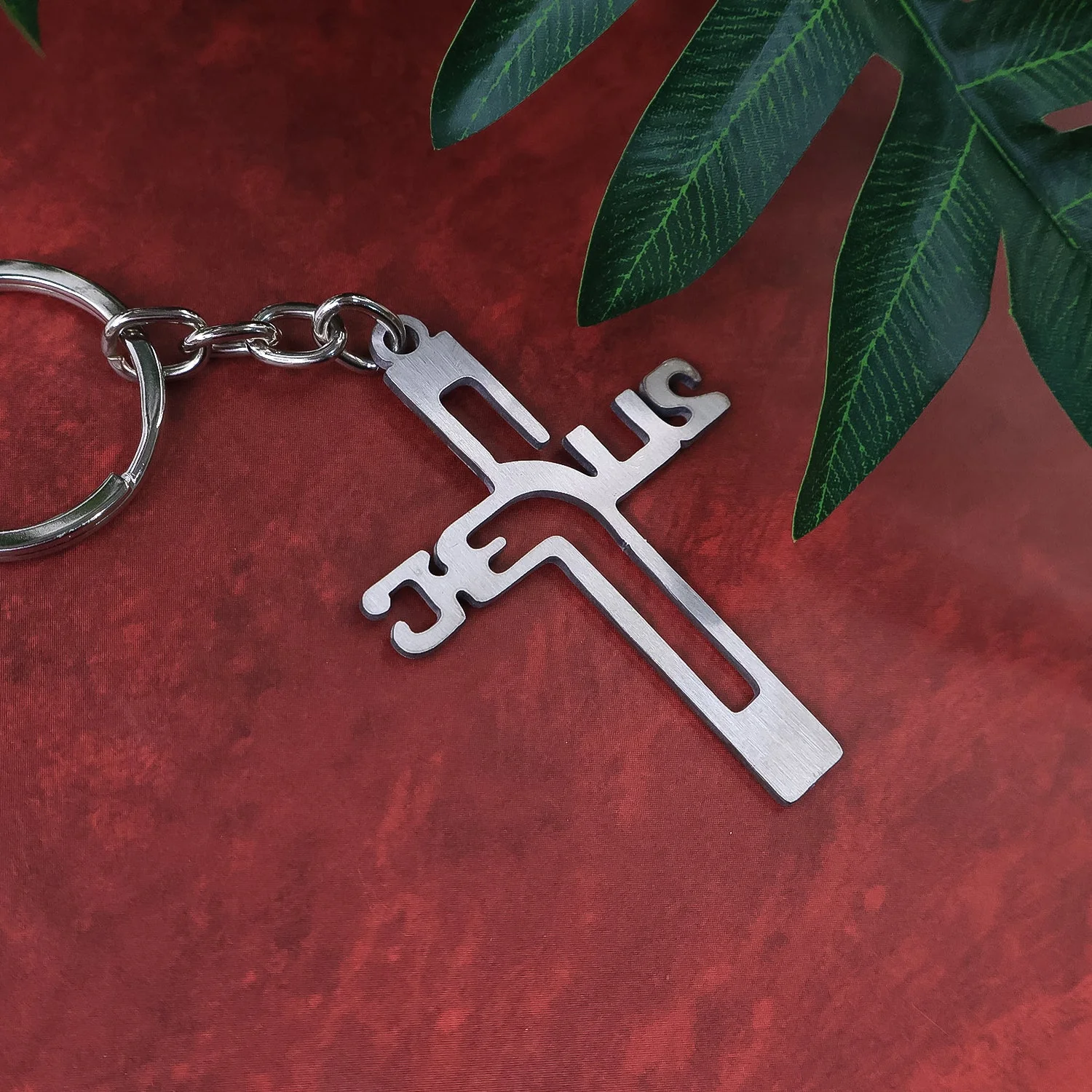 Metal Cross Keychain – Gujarati Jesus Script for Spiritual Style - Image 6