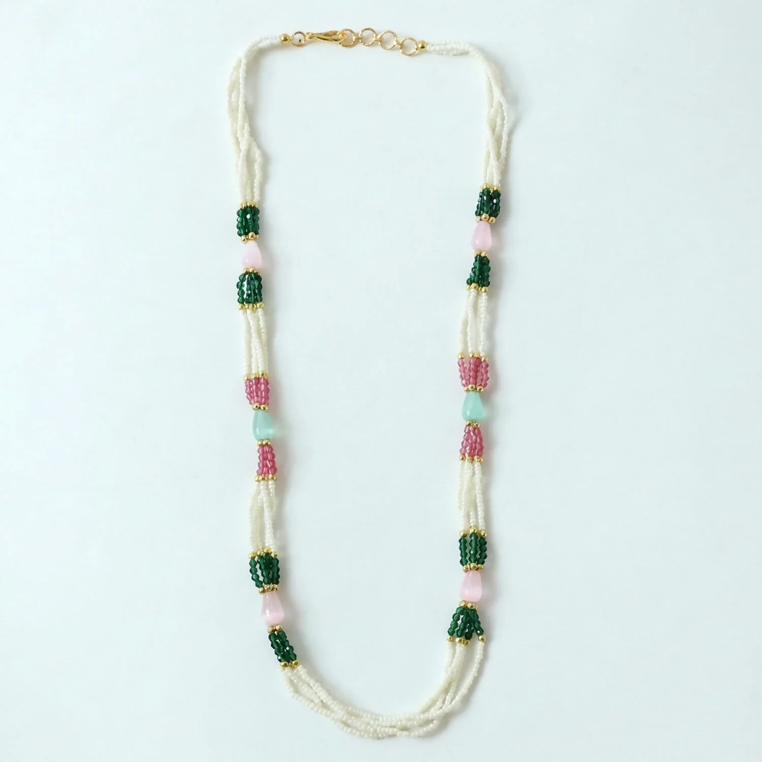 Multi-Layer Pearl Necklace – Vibrant Stone Accents for Festive Looks - Image 6
