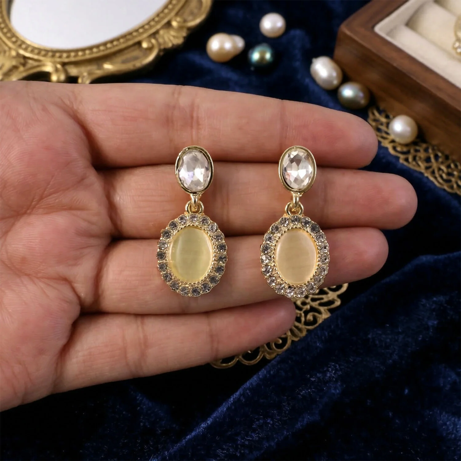 Elegant Oval Crystal Drop Earrings – Timeless Party Wear Accent - Image 4