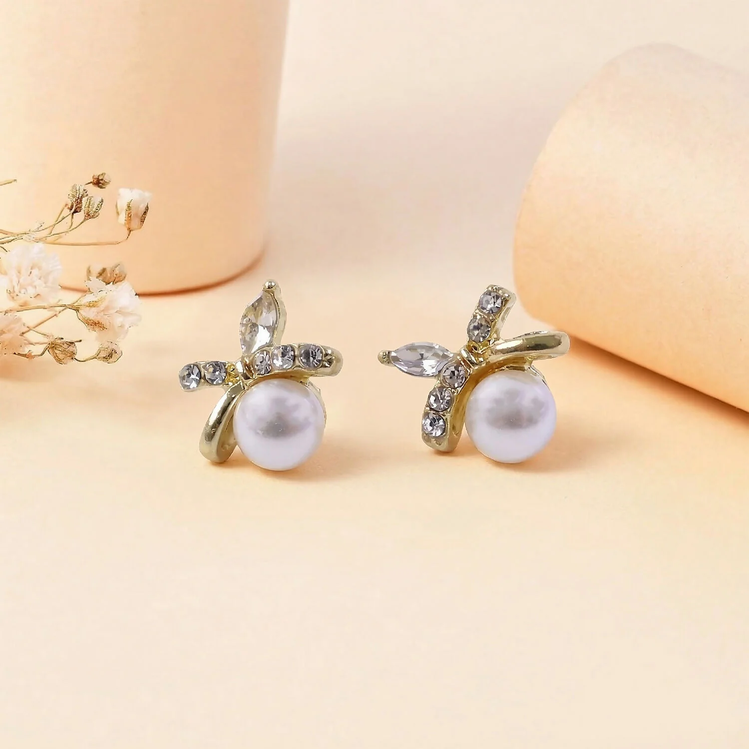Pearl Butterfly Stud Earrings – Elegant Jewelry for Daily Wear - Image 2