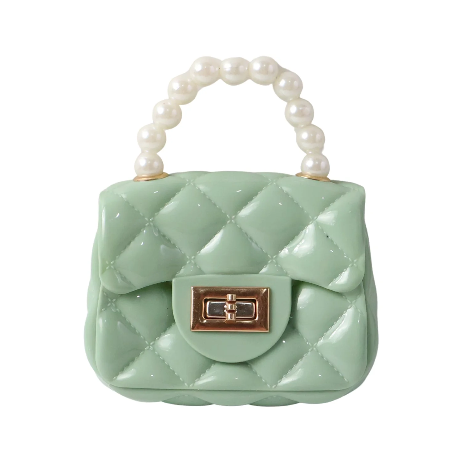 Quilted Mini Handbag – Elegant Pearl Handle & Chain Strap - Image 5