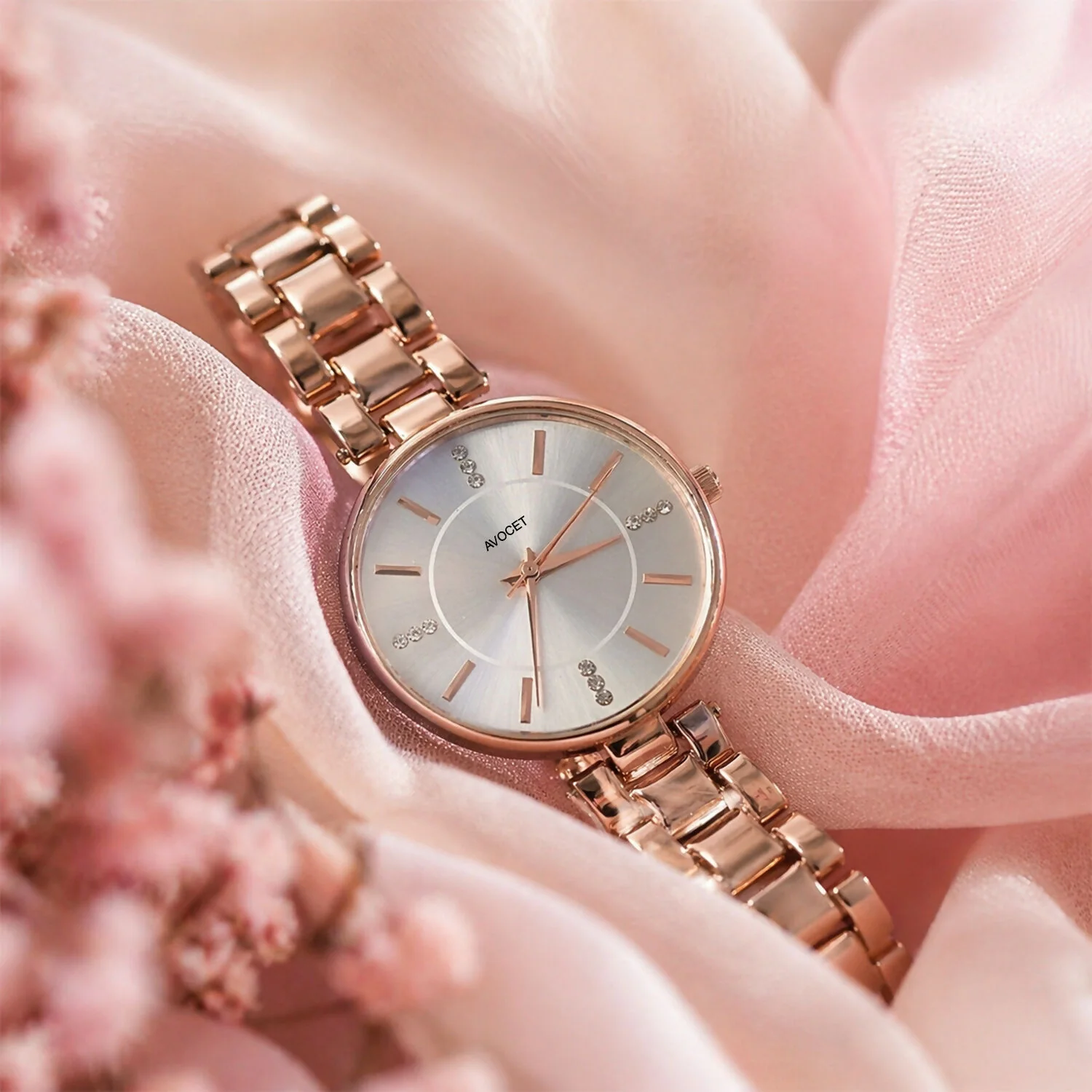 Women’s Rose Gold Watch – Elegant, Crystal-Accented Design - Image 3