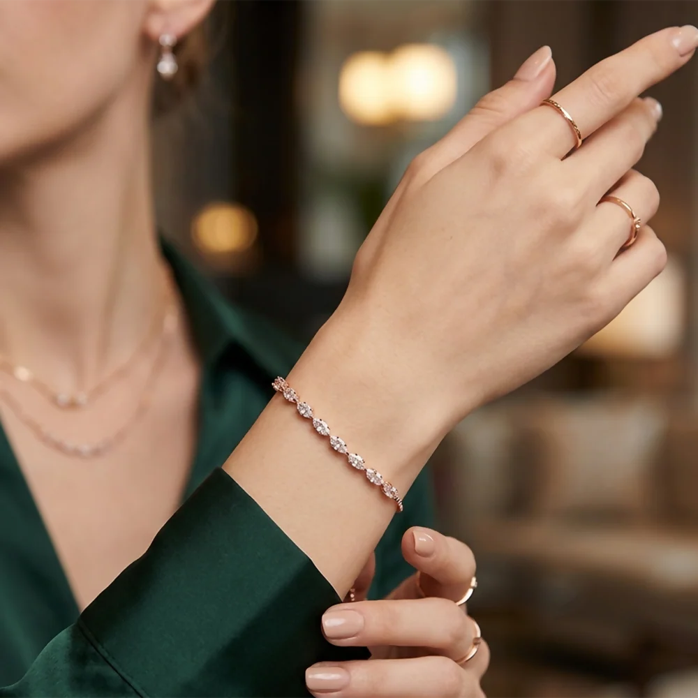Elegant Rose Gold Plated American Diamond Bracelet – Stylish & Classy - Image 2