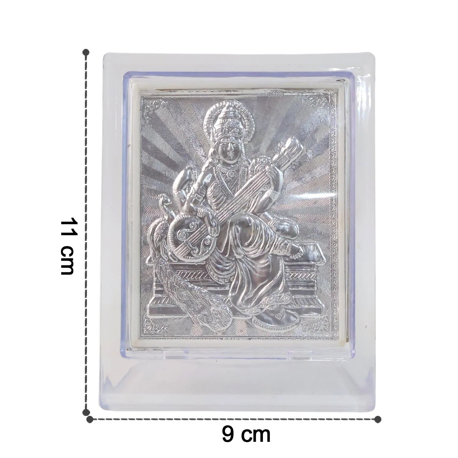 Silver Saraswati Maa Photo Frame – Elegant Spiritual Decor - Image 4