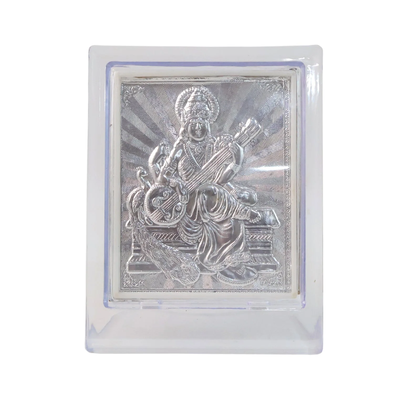 Silver Saraswati Maa Photo Frame – Elegant Spiritual Decor - Image 5