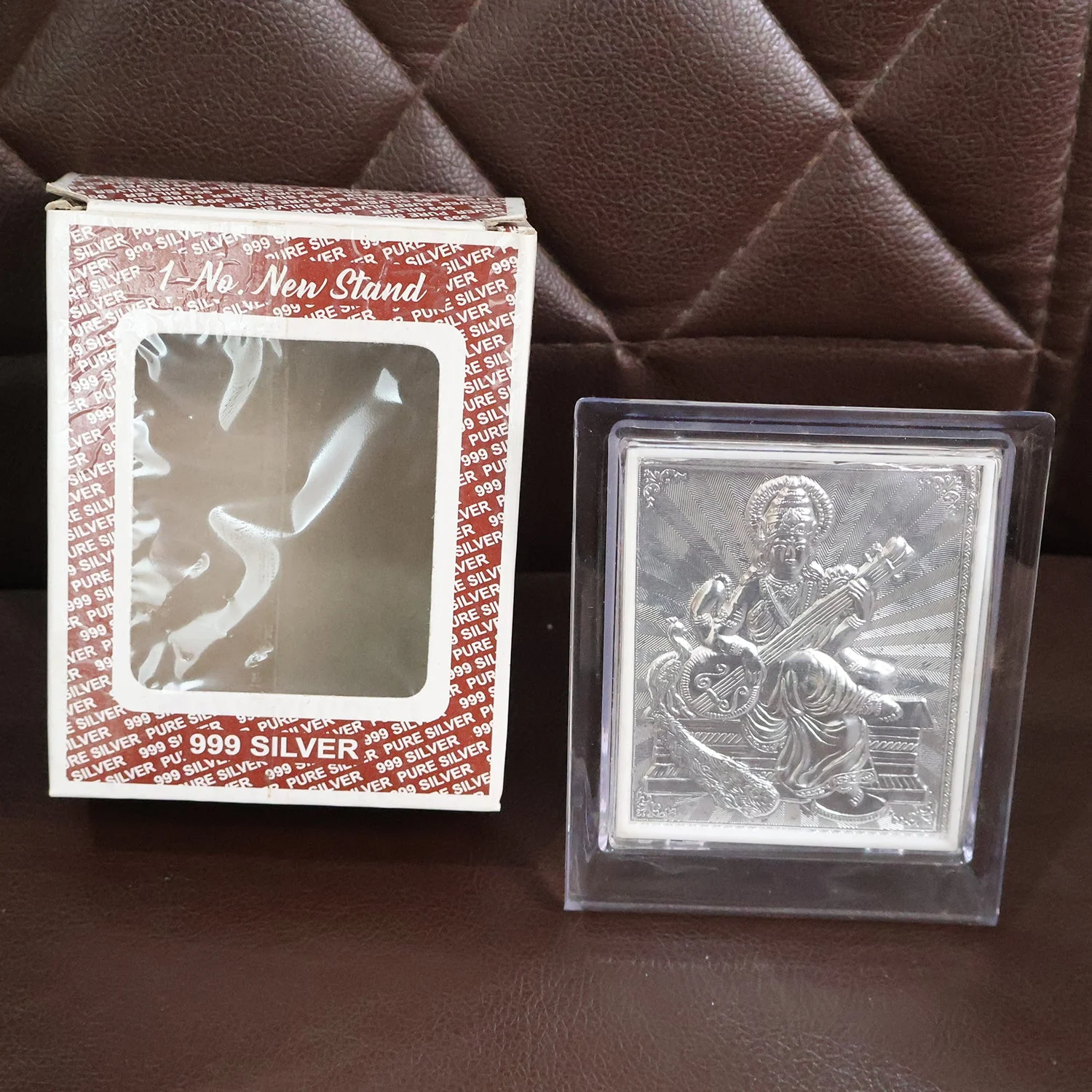 Silver Saraswati Maa Photo Frame – Elegant Spiritual Decor - Image 7
