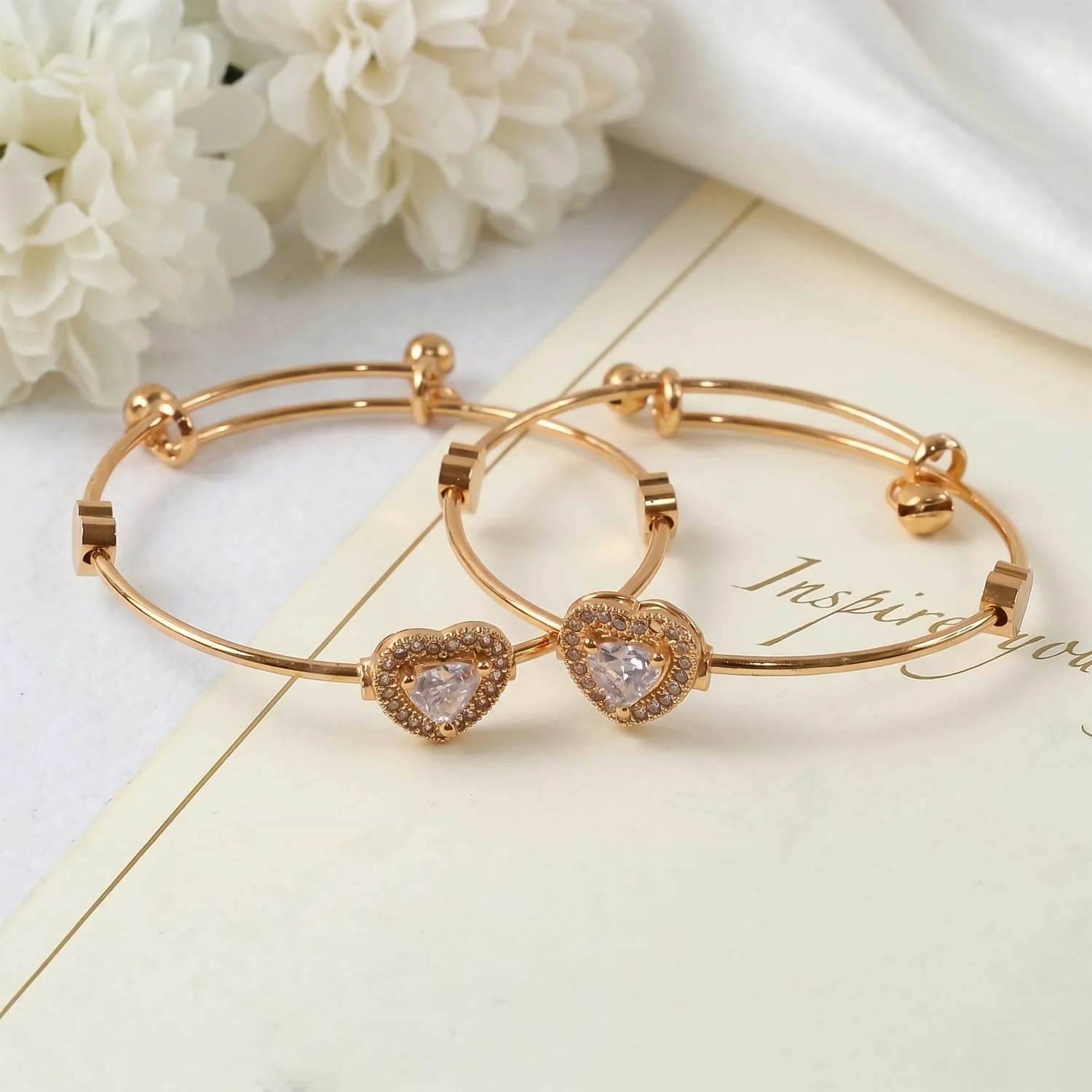 Elegant Twin Heart Crystal Bracelet Set – Adjustable & Luxury Style - Image 3