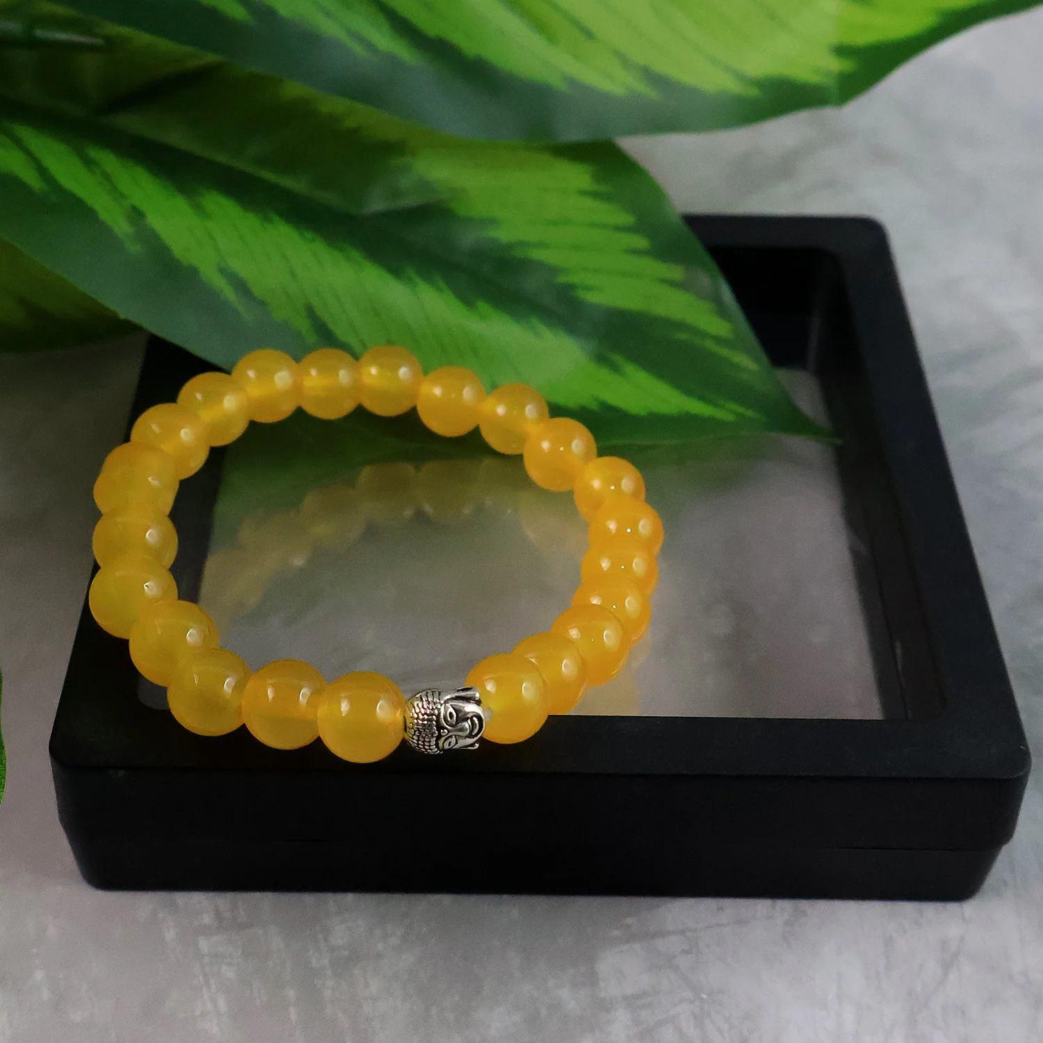 Yellow Buddha Bead Bracelet – Elegant Spiritual Charm Accessory - Image 6