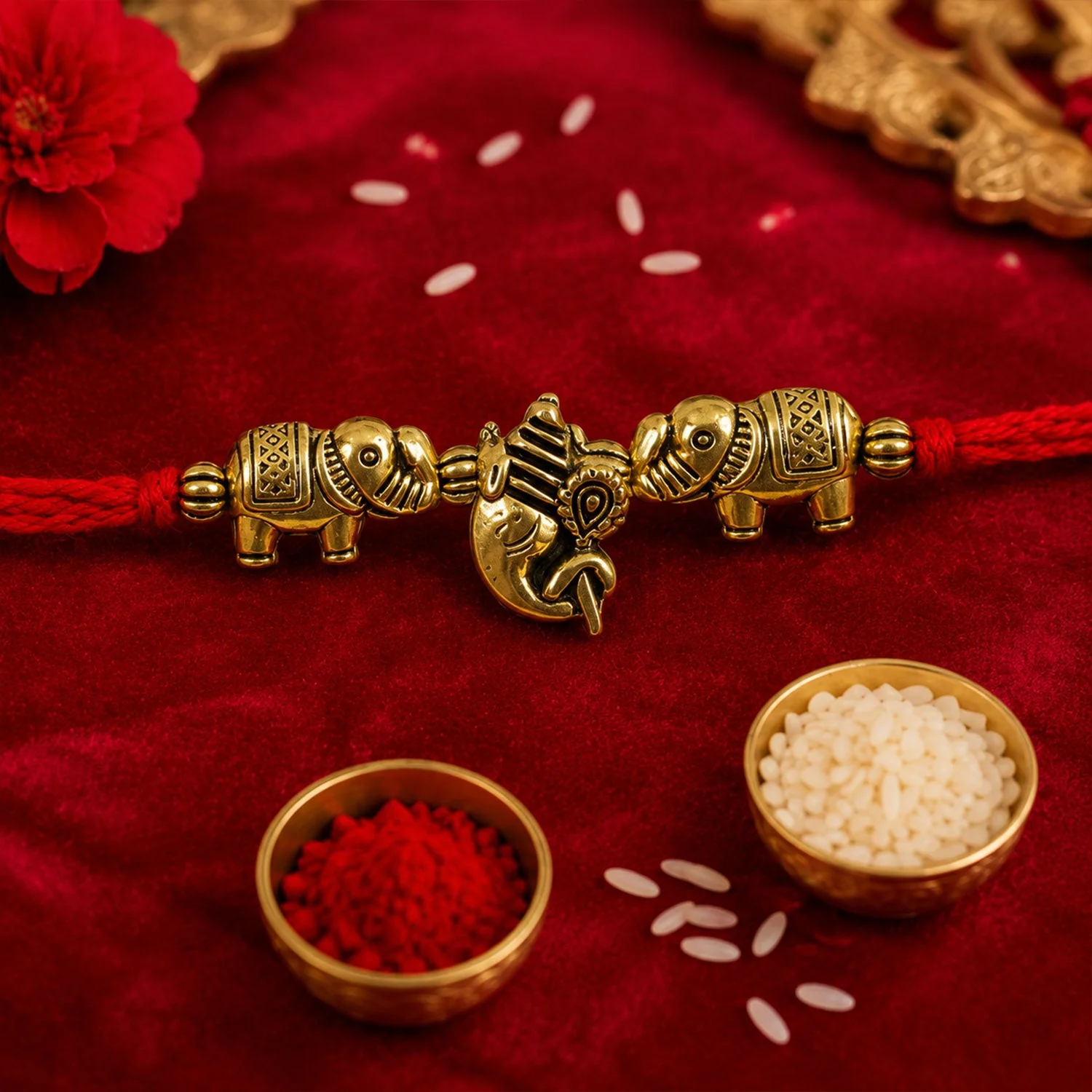 Om Ganesha Rakhi for Brother – Elephant Design Thread Rakhi - Image 4