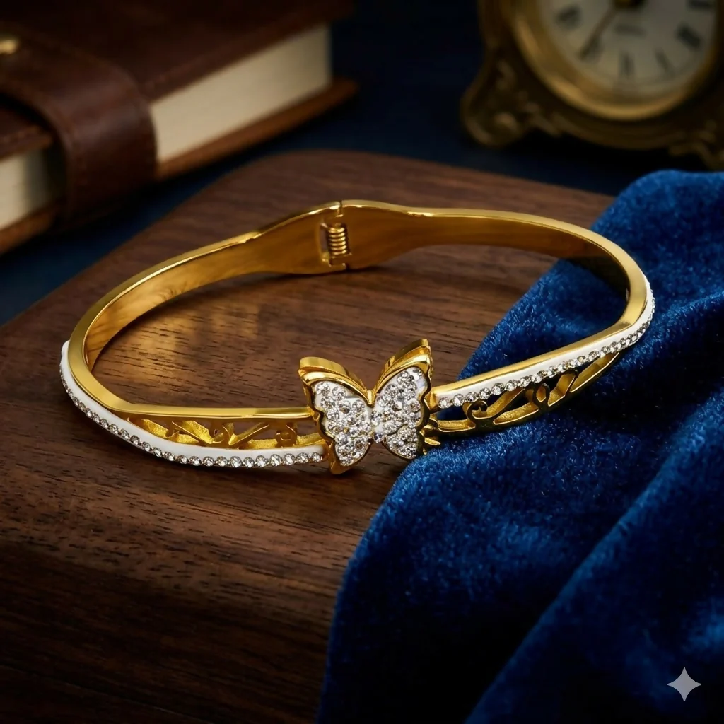 Eternal Bloom Botanical Kada Bracelet – Elegant Floral Design for Women & Girls - Image 2