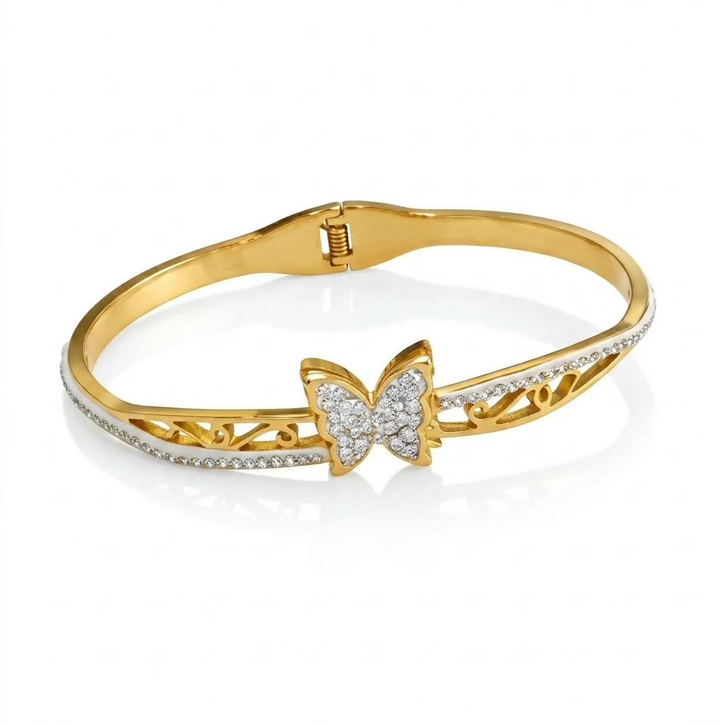 Eternal Bloom Botanical Kada Bracelet – Elegant Floral Design for Women & Girls - Image 3
