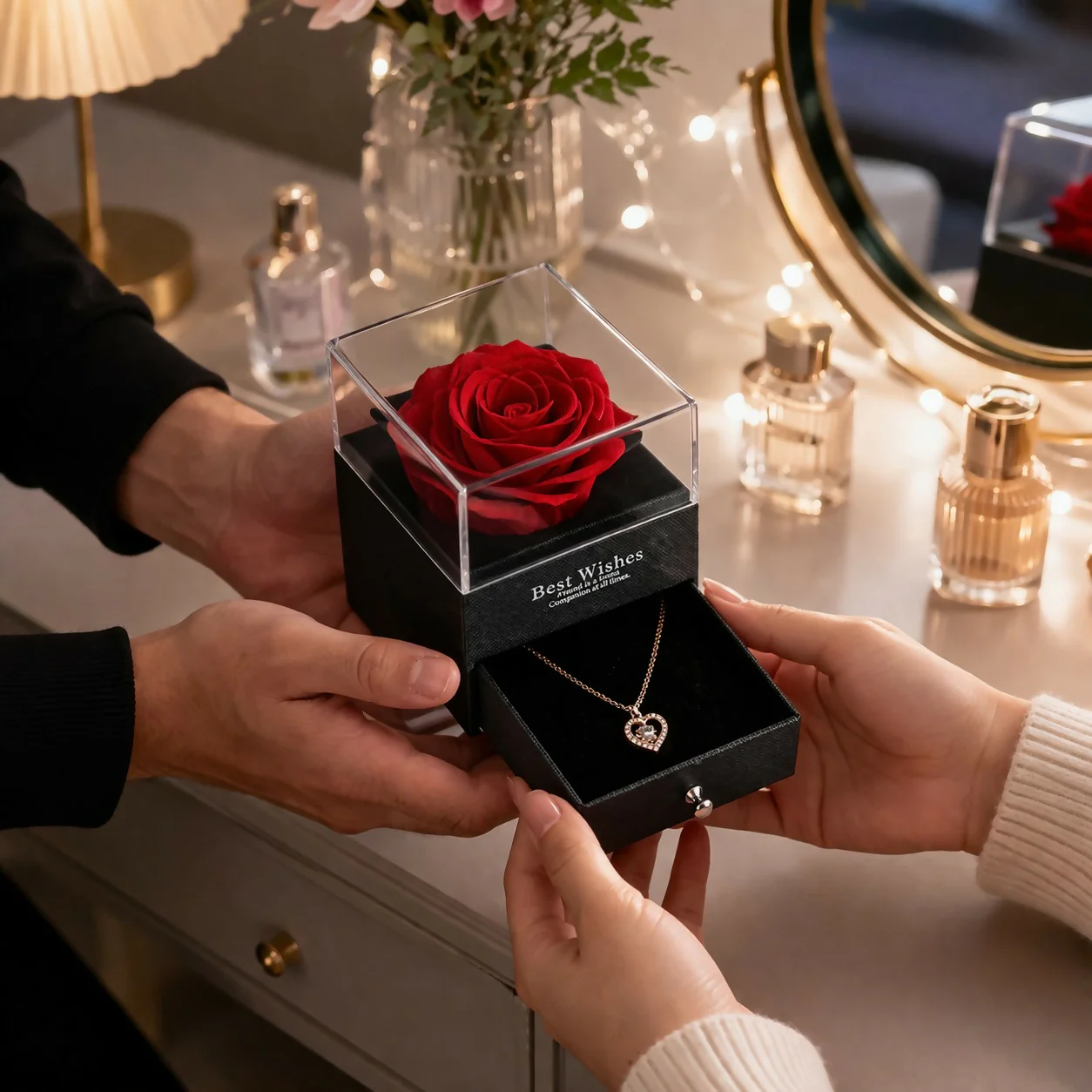 Eternal Rose Gift Box – Symbol of Everlasting Love with Necklace - Image 4