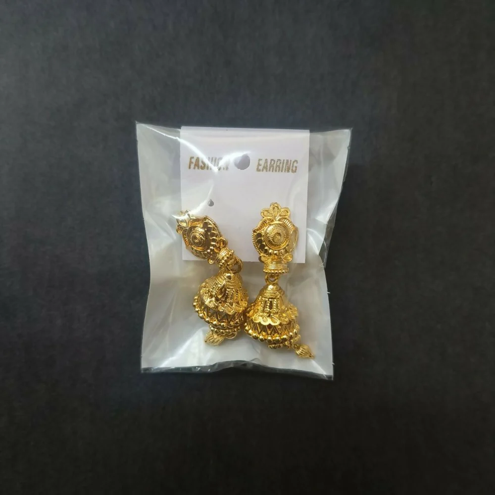 Ethnic Gold Plated Double Jhumki Earrings – Traditional Elegance for Festive Looks - Image 4