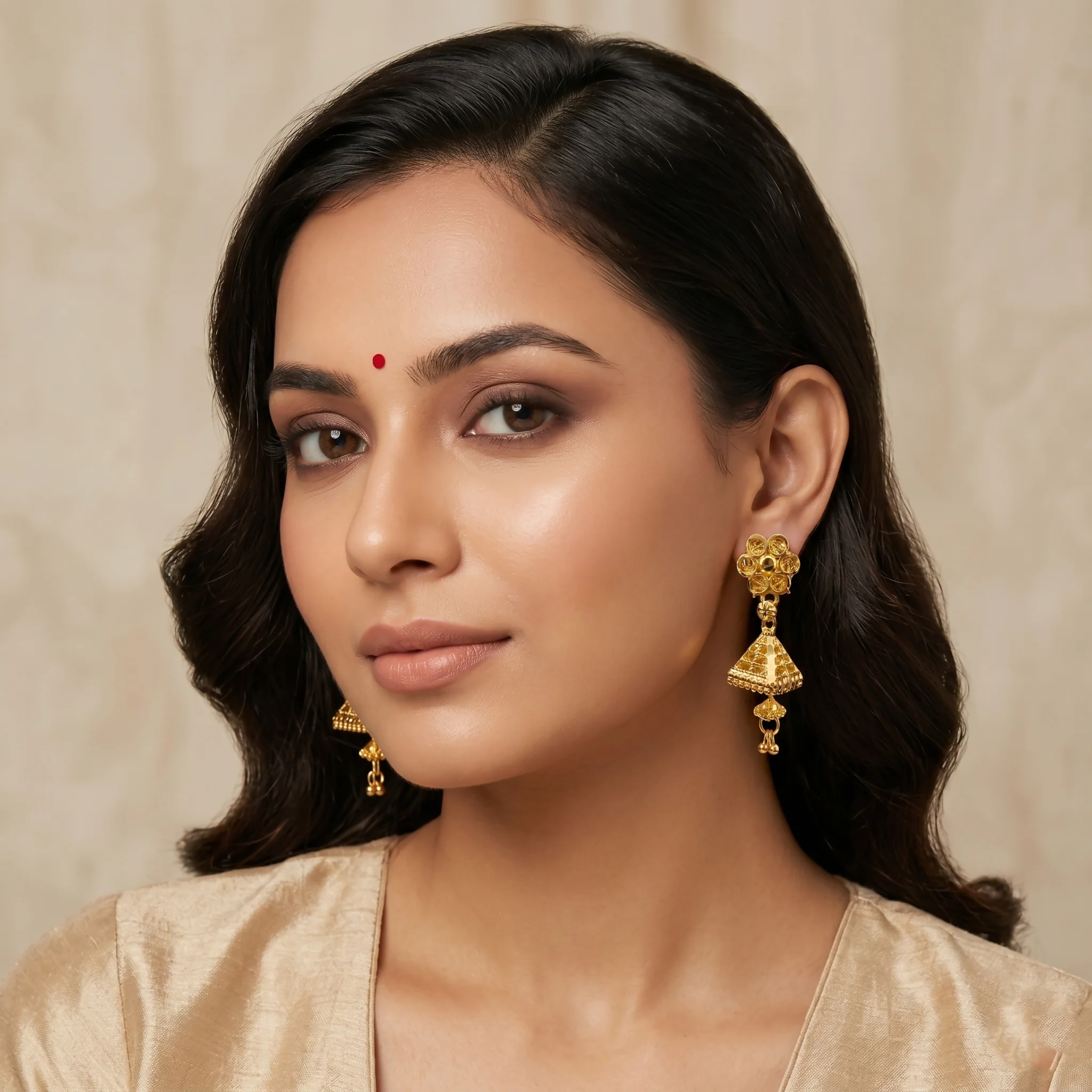 Ethnic Gold Plated Jhumki Earrings – Traditional Gift for Women