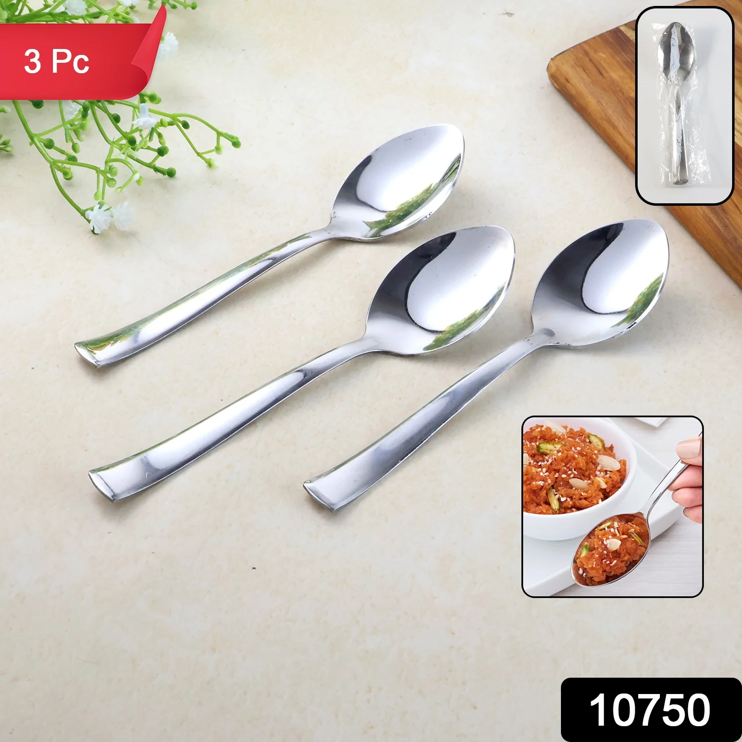 Dining Spoons Set of 3 – Rust-Resistant with Comfortable Grip - Image 3
