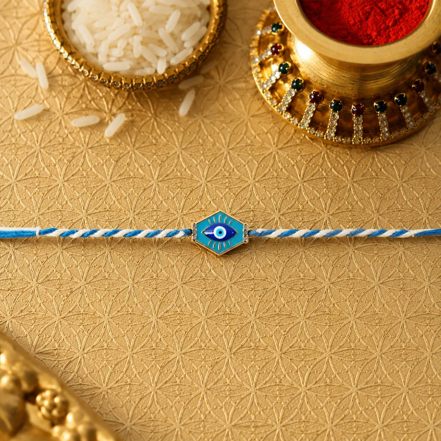 Evil Eye Charm Dori Rakhi – Stylish & Lightweight Gift - Image 2