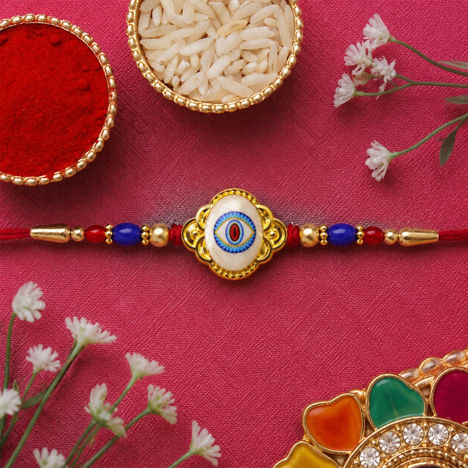 Evil Eye Motif Stone Studded Designer Rakhi for Brother - Image 4