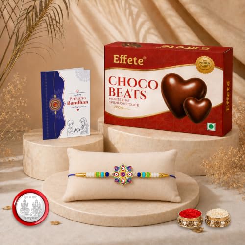 Evil Eye, OM Rakhi Combo - Raksha Bandhan Gift with Choco Beats 32gm, Pack of 5 for Bhaiya - Image 2