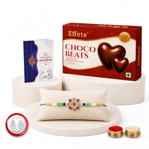 Evil Eye, OM Rakhi Combo - Raksha Bandhan Gift with Choco Beats 32gm, Pack of 5 for Bhaiya - Image 6