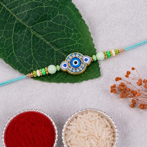 Evil Eye Rakhi Combo - Raksha Bandhan Gift with Choco Almonds 32gm, Pack of 5 | Rakhi Gift - Image 14