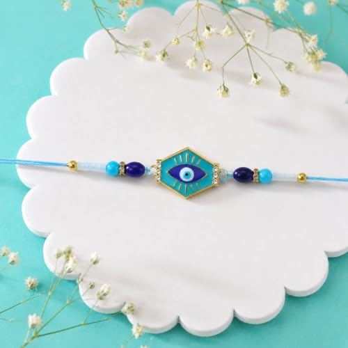 Evil Eye Rakhi Combo - Raksha Bandhan Gift with Choco Almonds 96gm, Pack of 5 | Rakhi Gift - Image 14