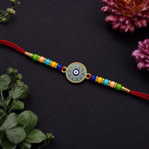 Evil Eye Rakhi Combo - Raksha Bandhan Gift with Choco Beats 32gm, Pack of 5 | Rakhi Gift - Image 14
