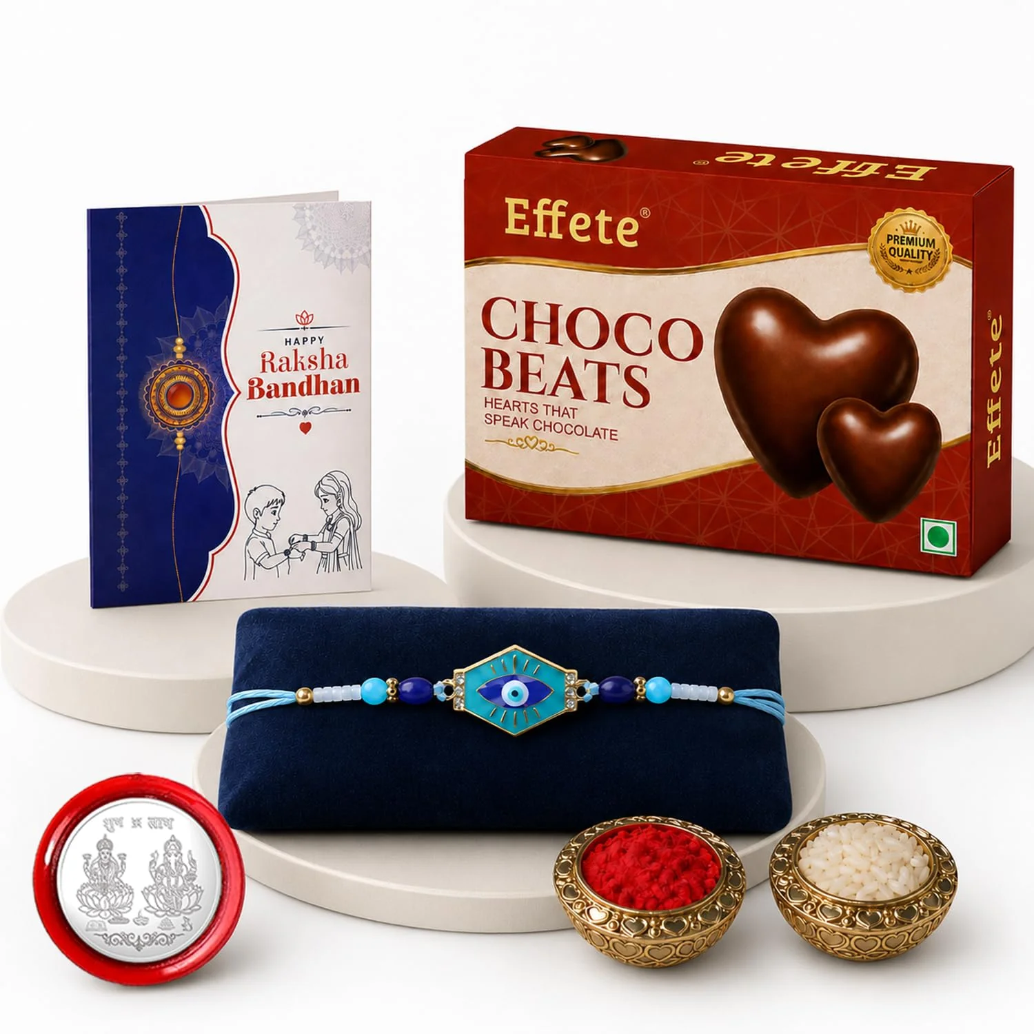 Evil Eye Rakhi Combo - Raksha Bandhan Gift with Choco Beats 32gm, Pack of 5 | Rakhi Gift - Image 5