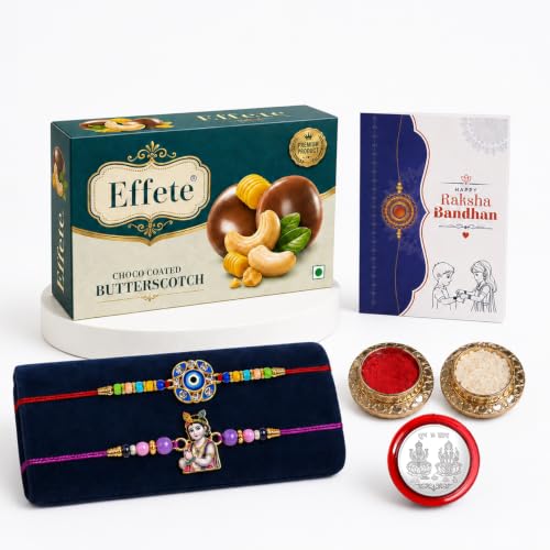 Evil Eye Rakhi Combo - Raksha Bandhan Gift with Choco Butterscotch 32gm, Pack of 6 - Image 6
