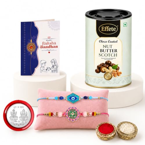 Evil Eye Rakhi Combo - Raksha Bandhan Gift with Choco Butterscotch 96gm, Pack of 6 - Image 4