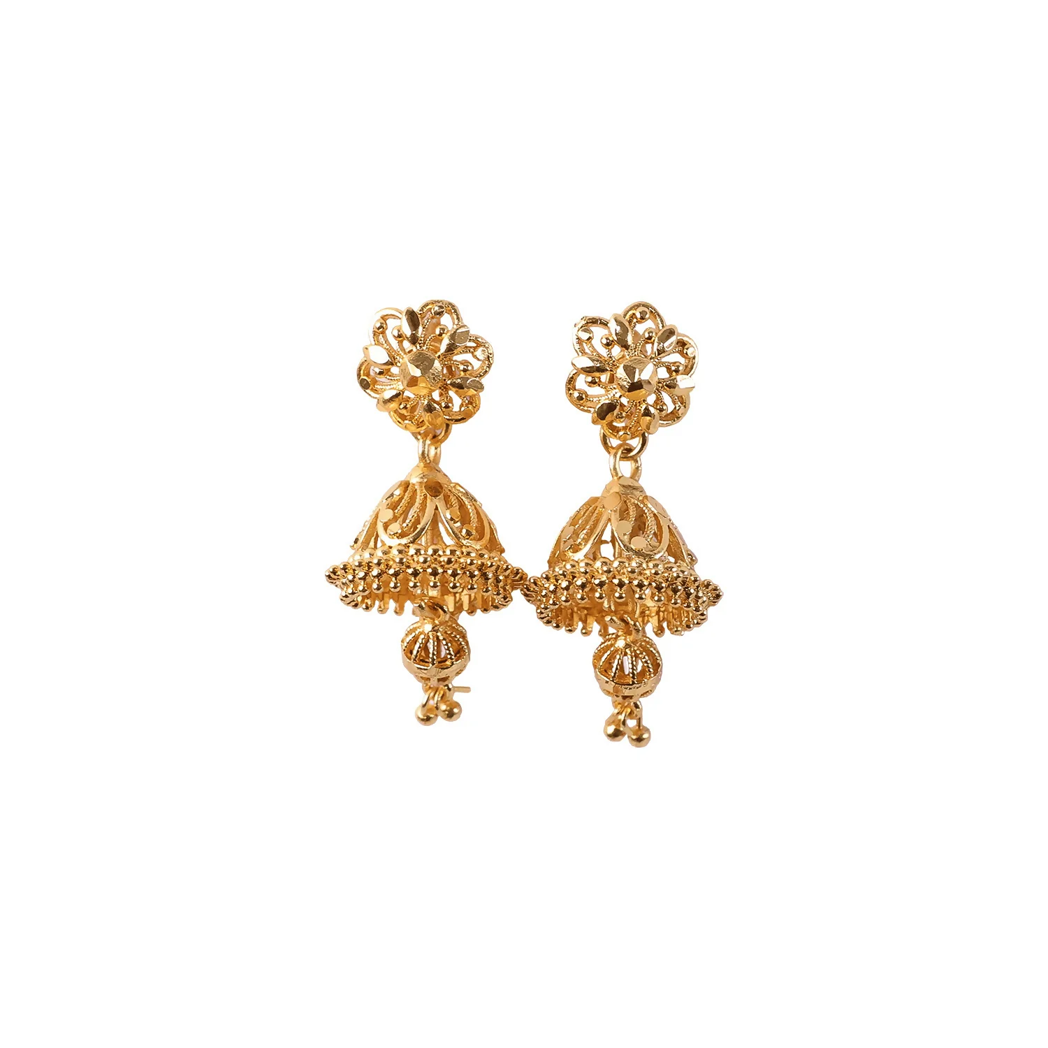 Ethnic Jhumki Earrings – Traditional Gold-Toned Wedding Jewelry - Image 5