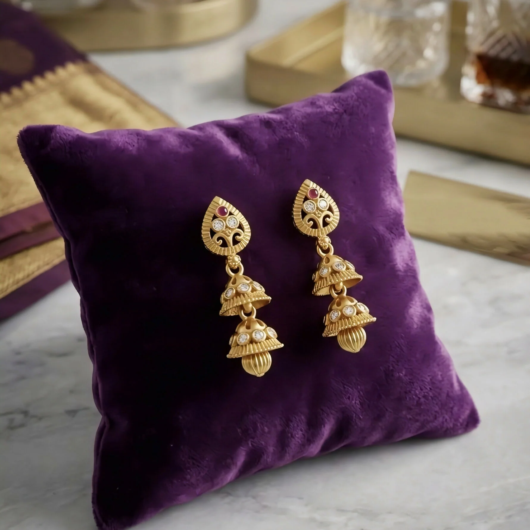 Jhumka Earrings – Elegant Gold-Plated Traditional Design - Image 2