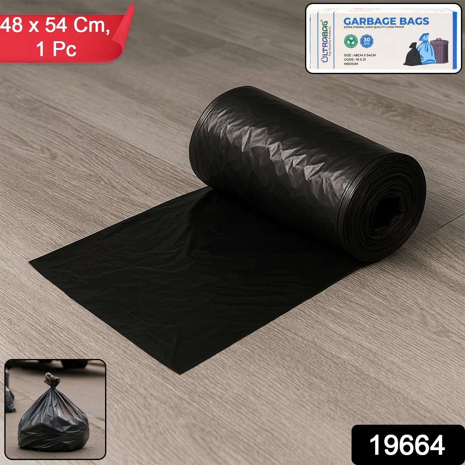 Extra-Strong Garbage Bag Roll – Leak-Proof & Tear-Resistant 48x54cm - Image 2