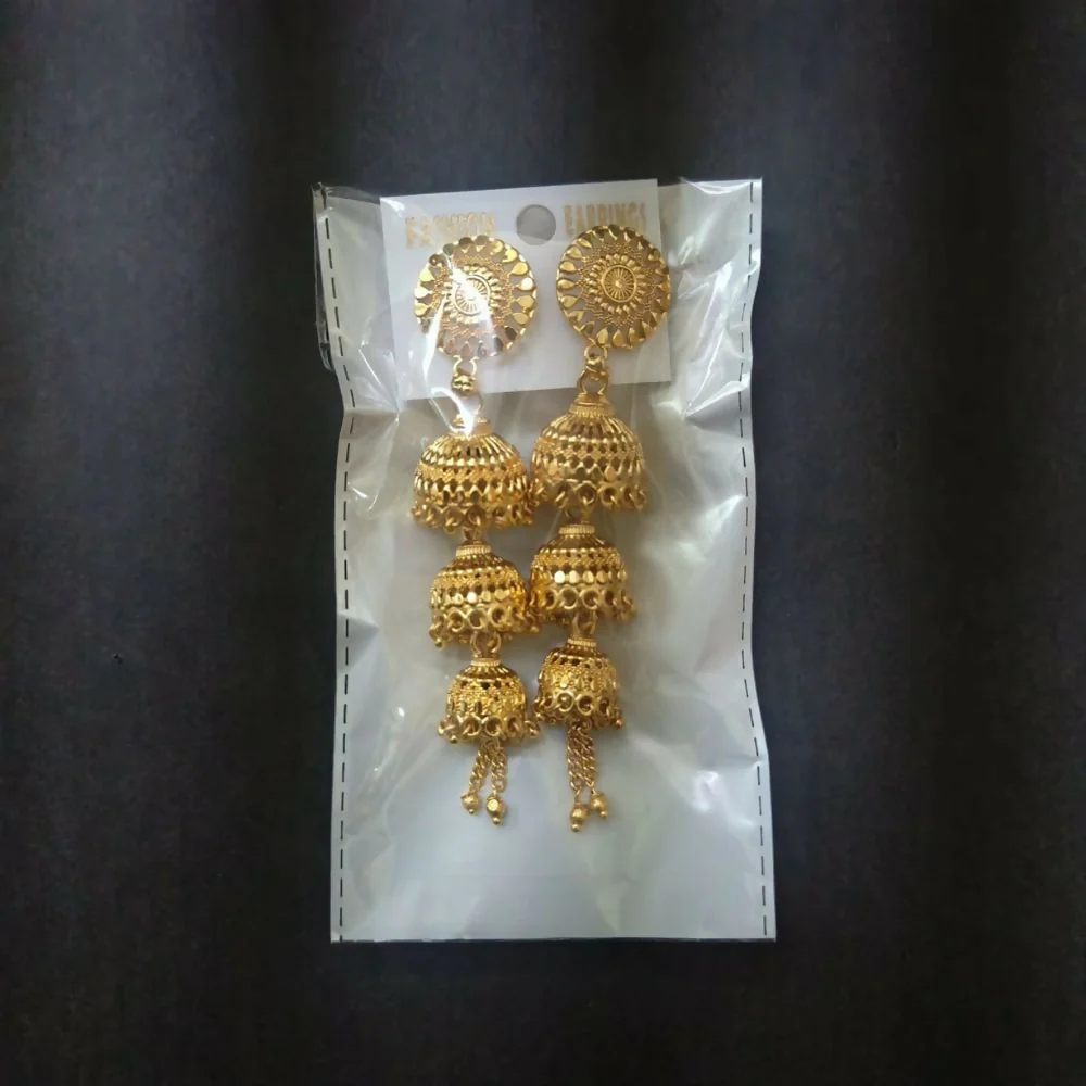 Gold Tone Jhumki Earrings – Traditional Drop for Women - Image 4