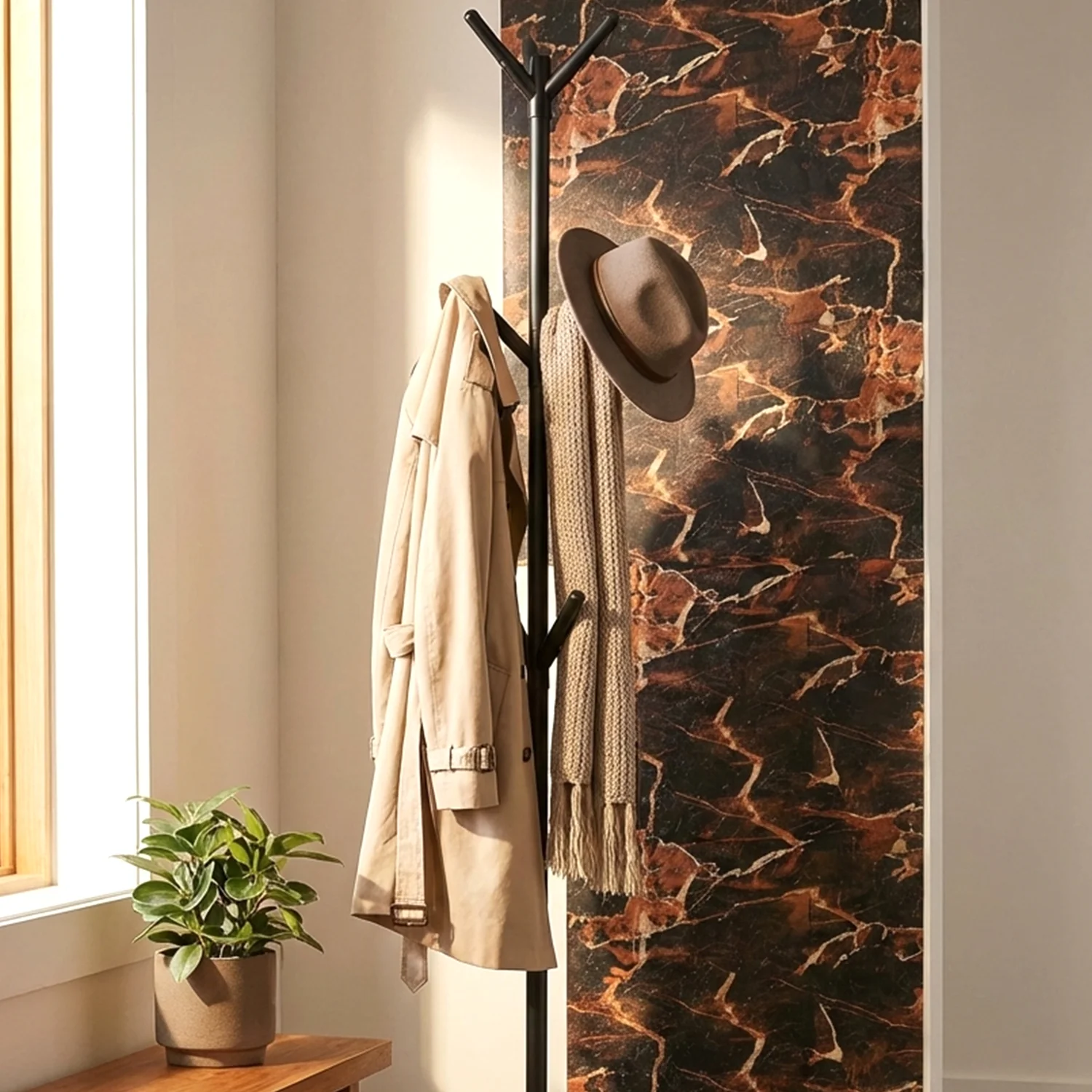 Metal Coat Rack Stand – Heavy-Duty Multi-Hook Organizer - Image 3