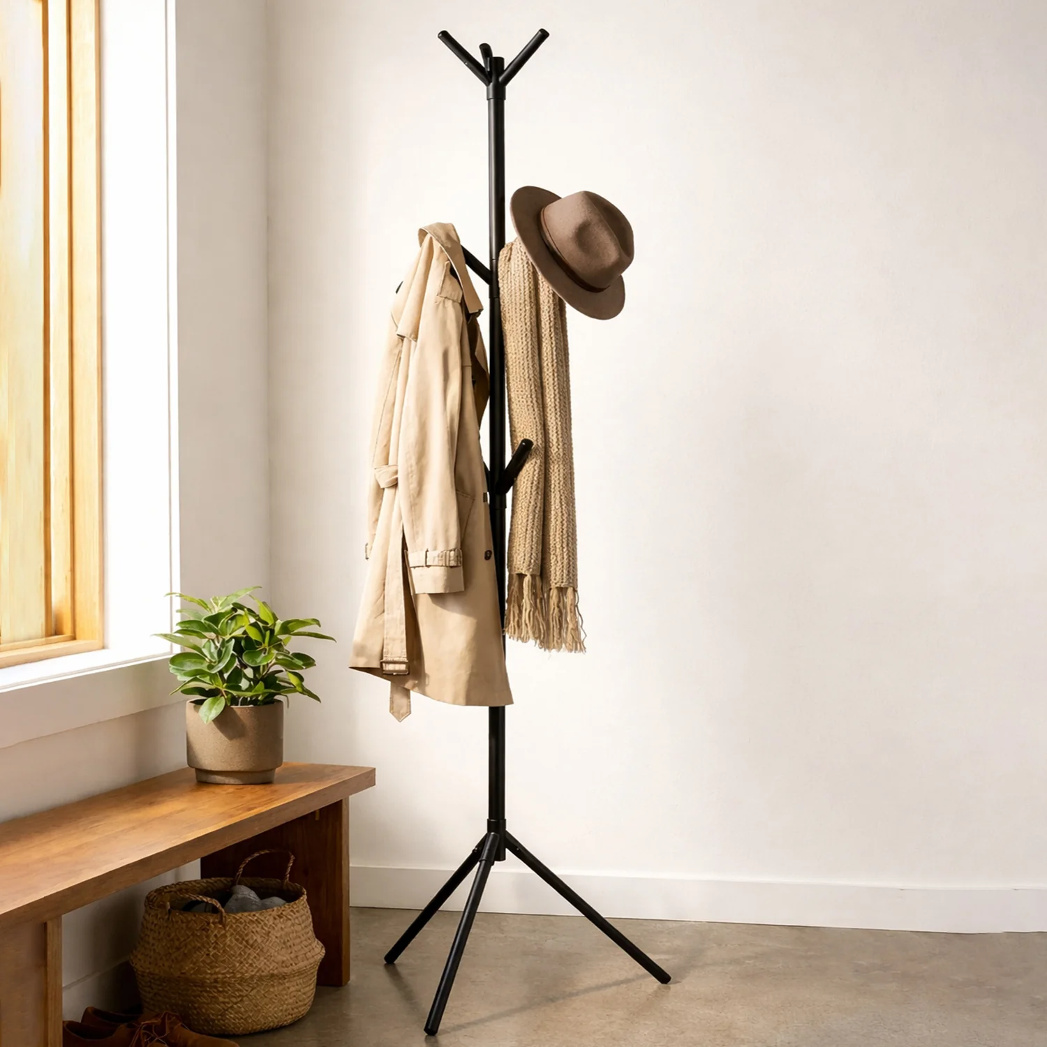 Metal Coat Rack Stand – Heavy-Duty Multi-Hook Organizer - Image 6