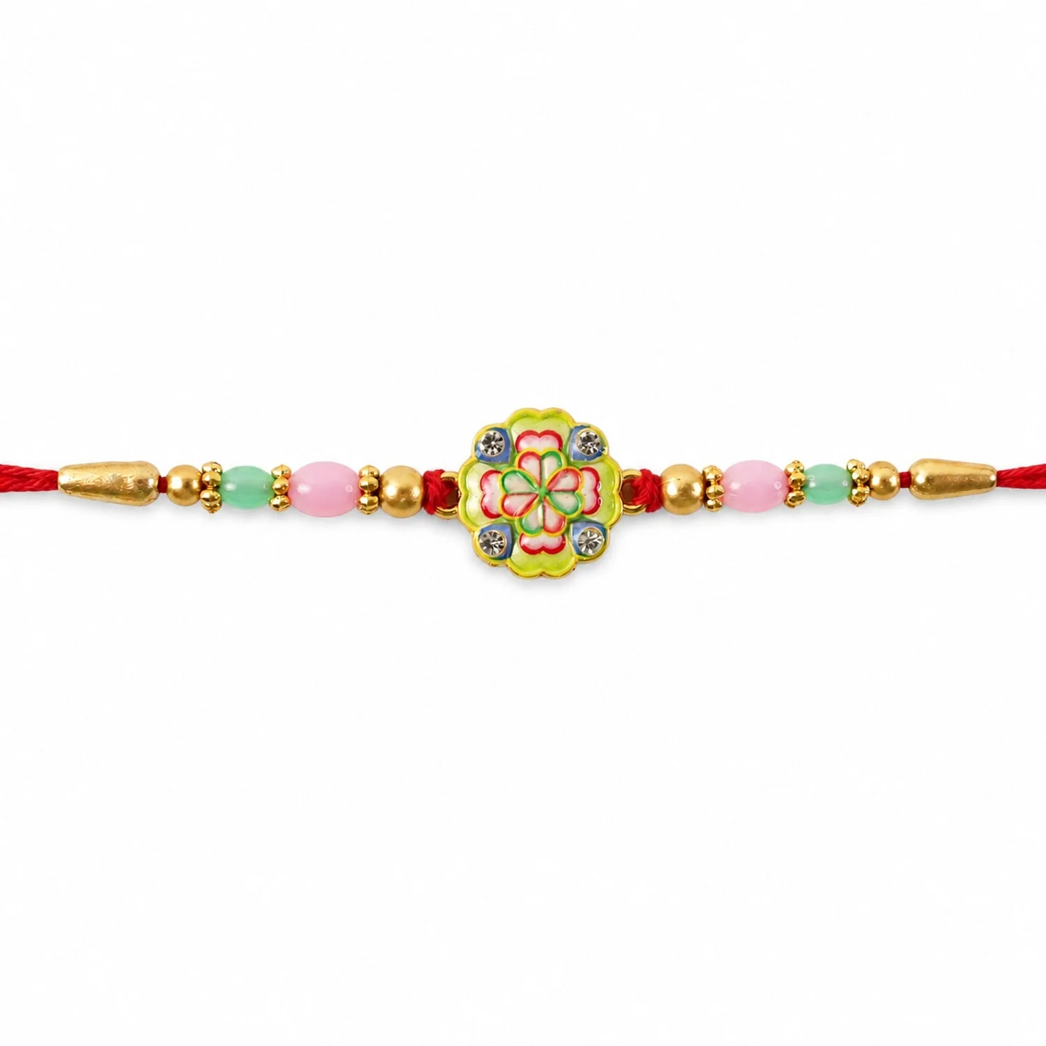 Floral Clover Charm Beaded Premium Designer Rakhi for Brother - Image 5