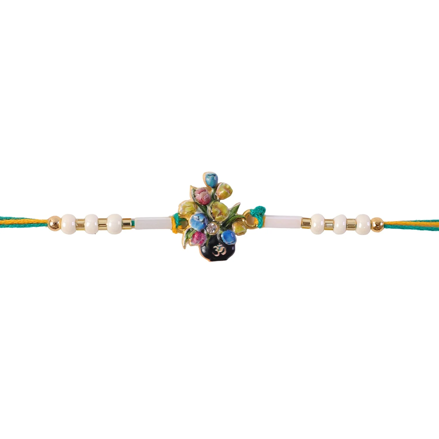 Floral Kundan Pearl Rakhi for Brother Bhai Raksha Bandhan Festival Special Gift Set - Image 5