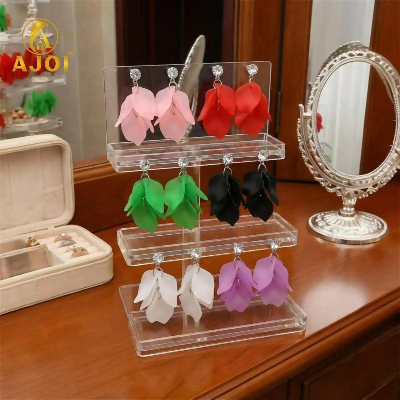 Floral Petal Drop Earrings – Lightweight Elegant Statement Jewelry - Image 3