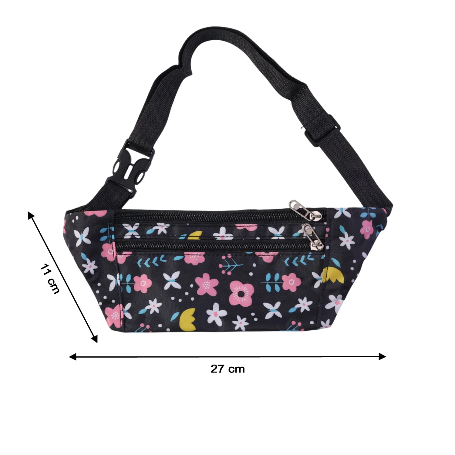 Floral Print Waist Bag – Adjustable Strap with Zipper Pockets - Image 6
