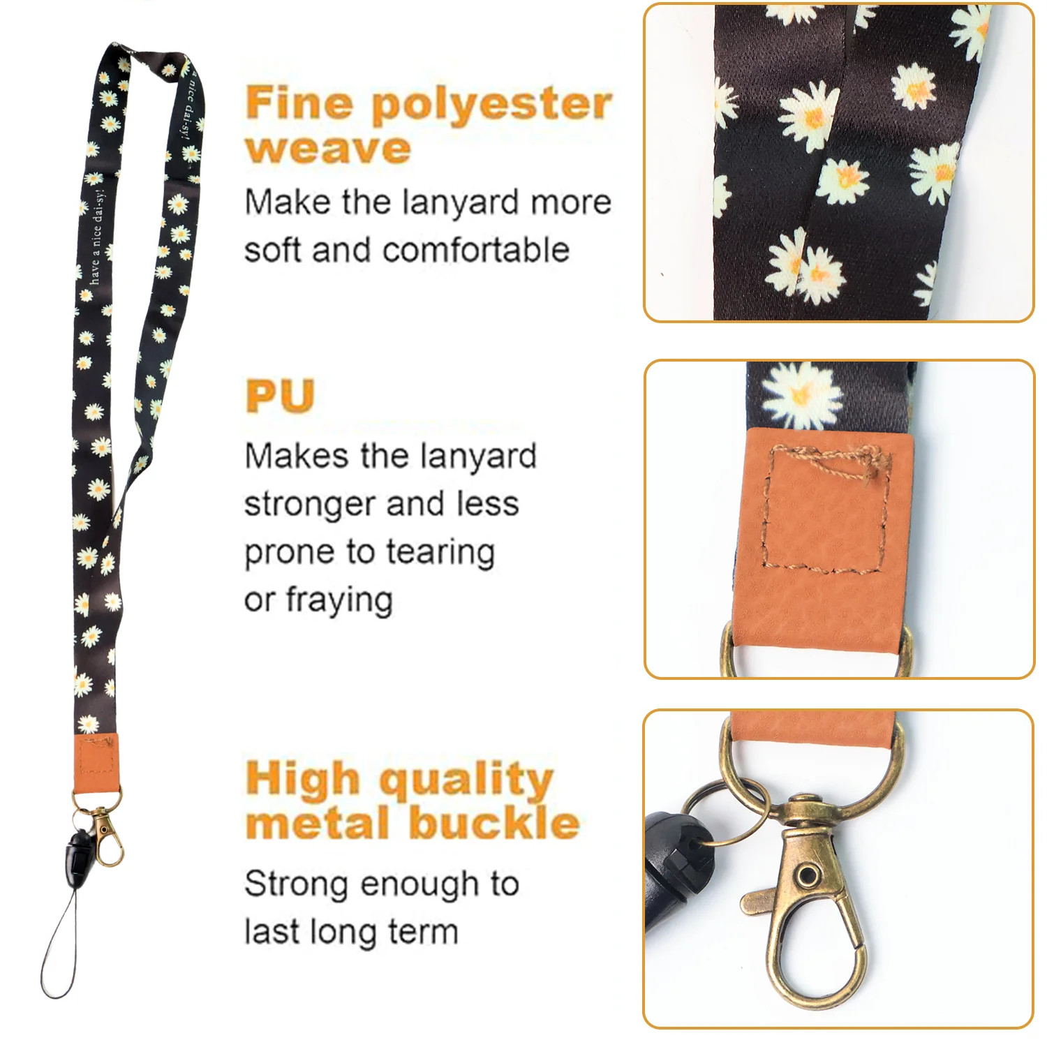 Floral Print Neck Lanyard – Durable & Stylish ID Badge Holder - Image 3