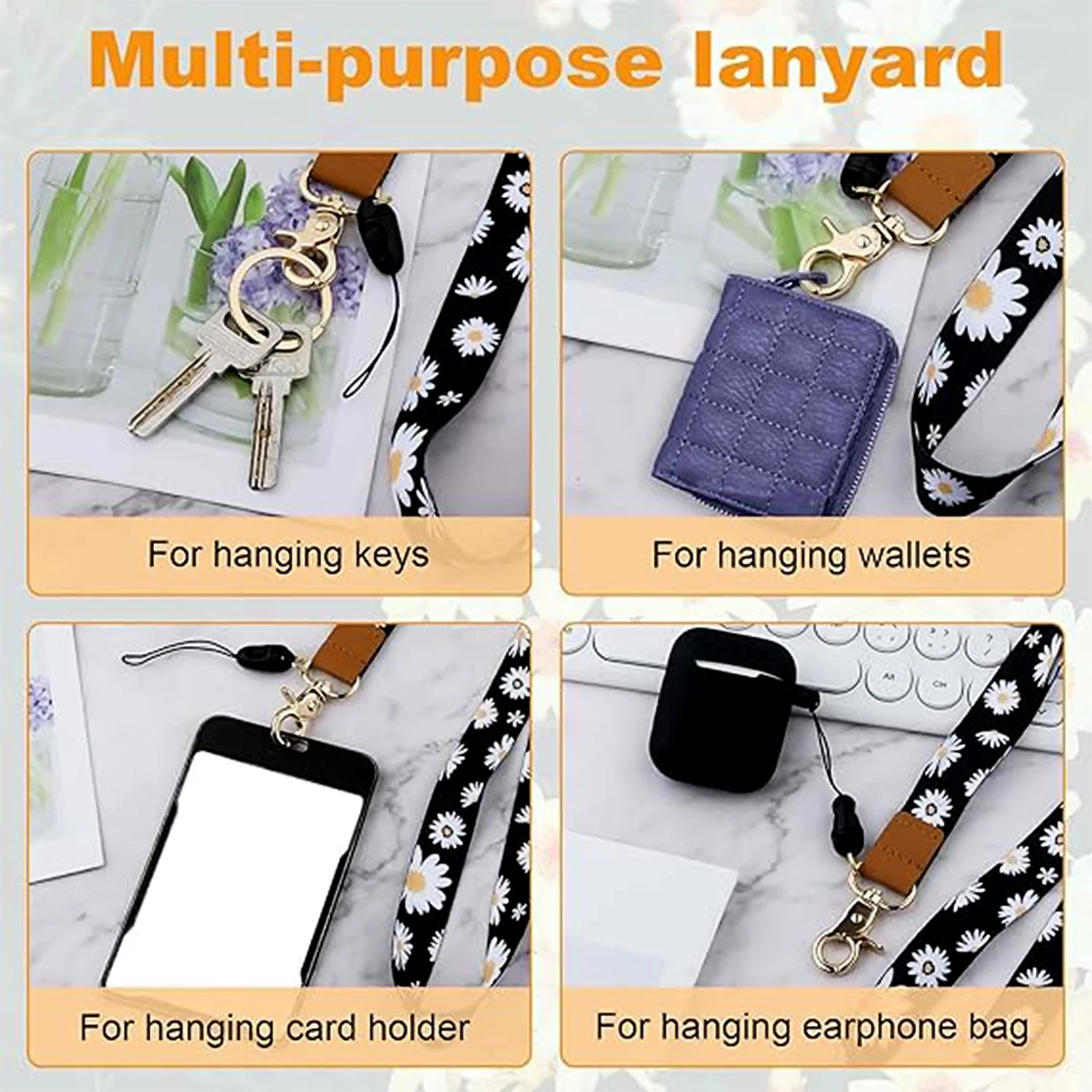 Floral Print Neck Lanyard – Durable & Stylish ID Badge Holder - Image 4